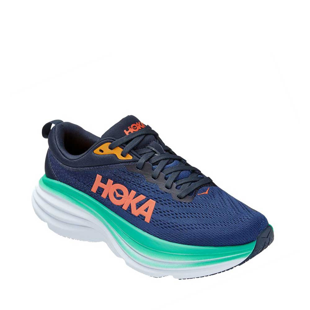Hoka One One Bondi 8 Outer Space Blue Womens angle view - Hanig's Footwear