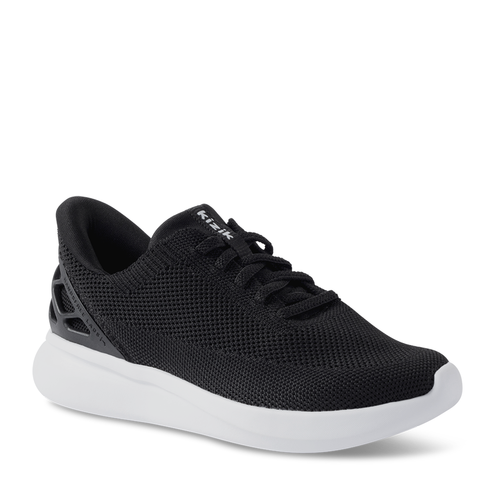 Kizik Athens Black White Sole Womens angle 1 view | Hanig's Footwear