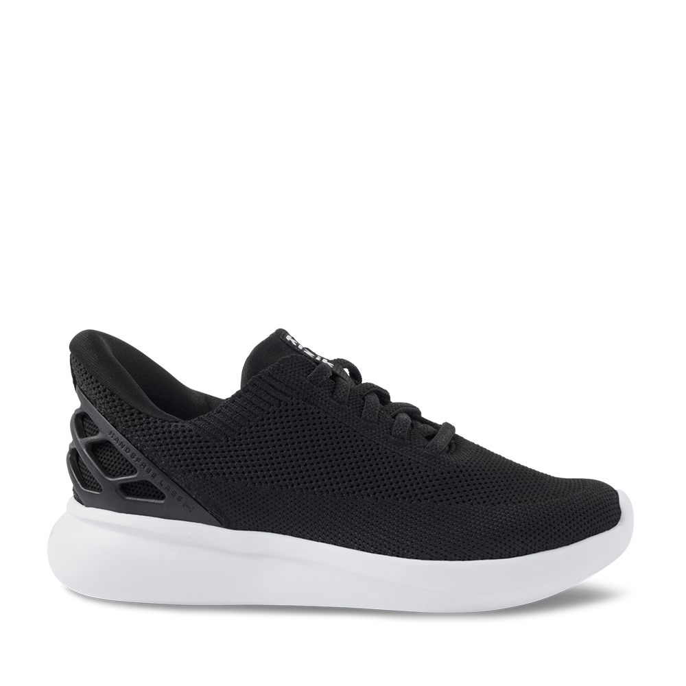 Kizik Athens Black White Sole Womens side view | Hanig's Footwear