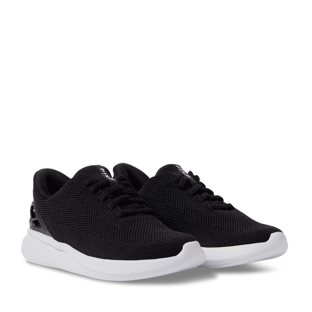 Kizik Athens Black White Sole Womens angle view | Hanig's Footwear