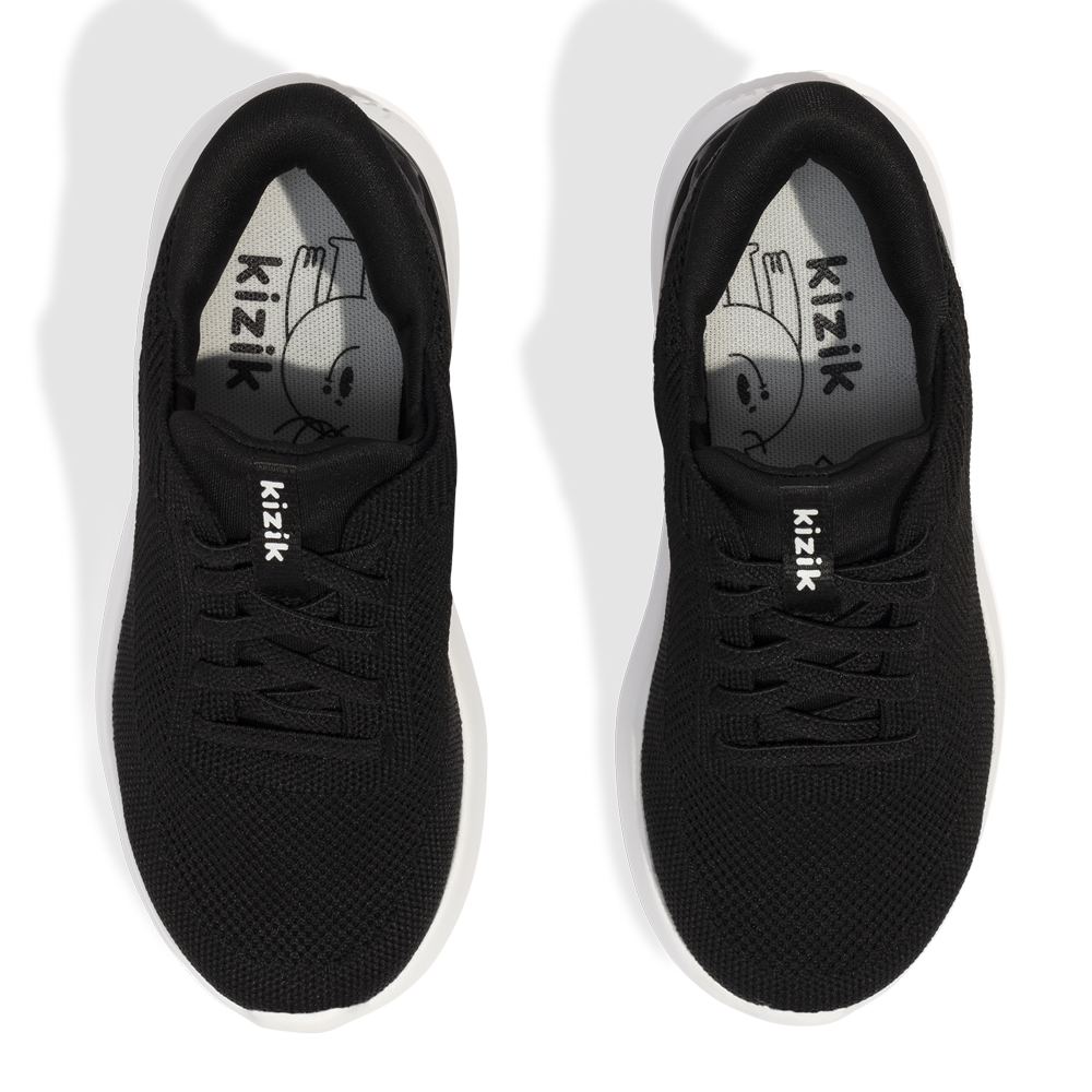 Kizik Athens Black White Sole Womens top view | Hanig's Footwear