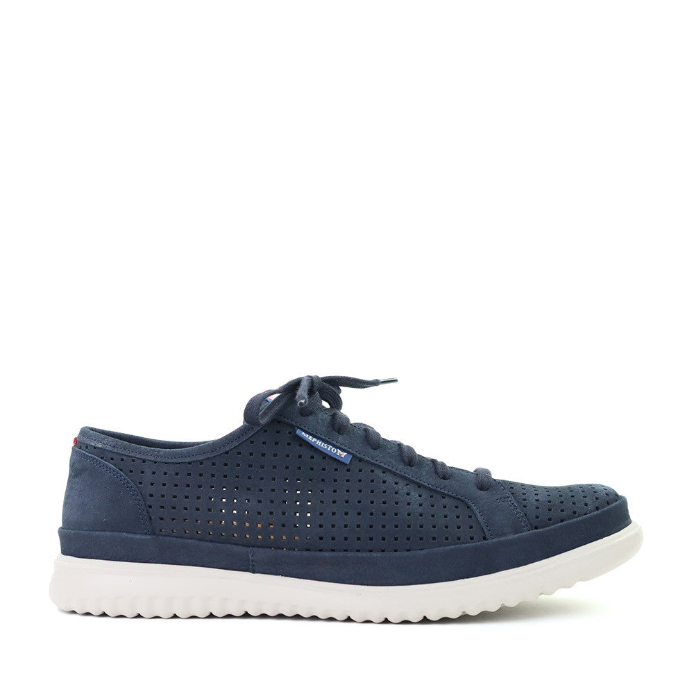 Mephisto Tom Perf Navy side view - Hanig's Footwear