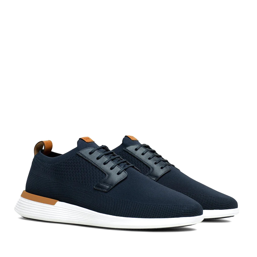 Wolf & Shephard Swiftknit Derby Navy angle - Hanig's Footwear
