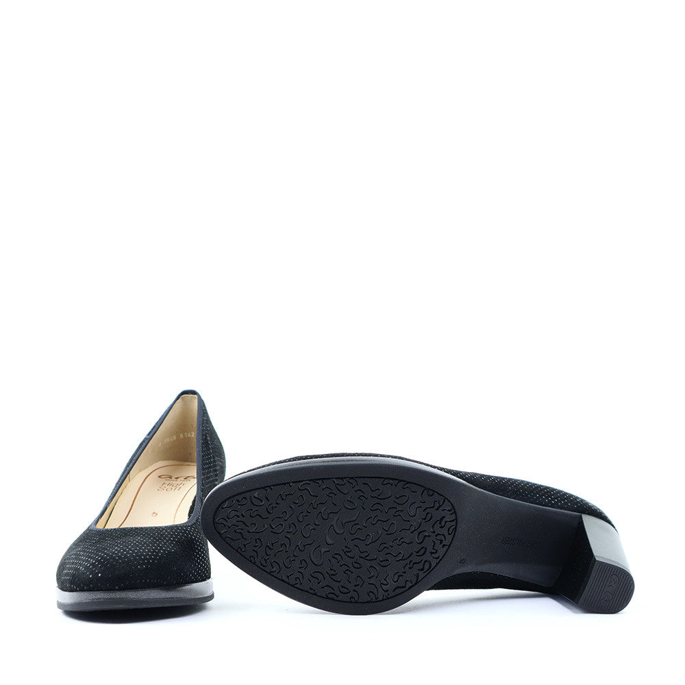 Ara Ophelia Black Puntikid sole view - Hanig's Footwear