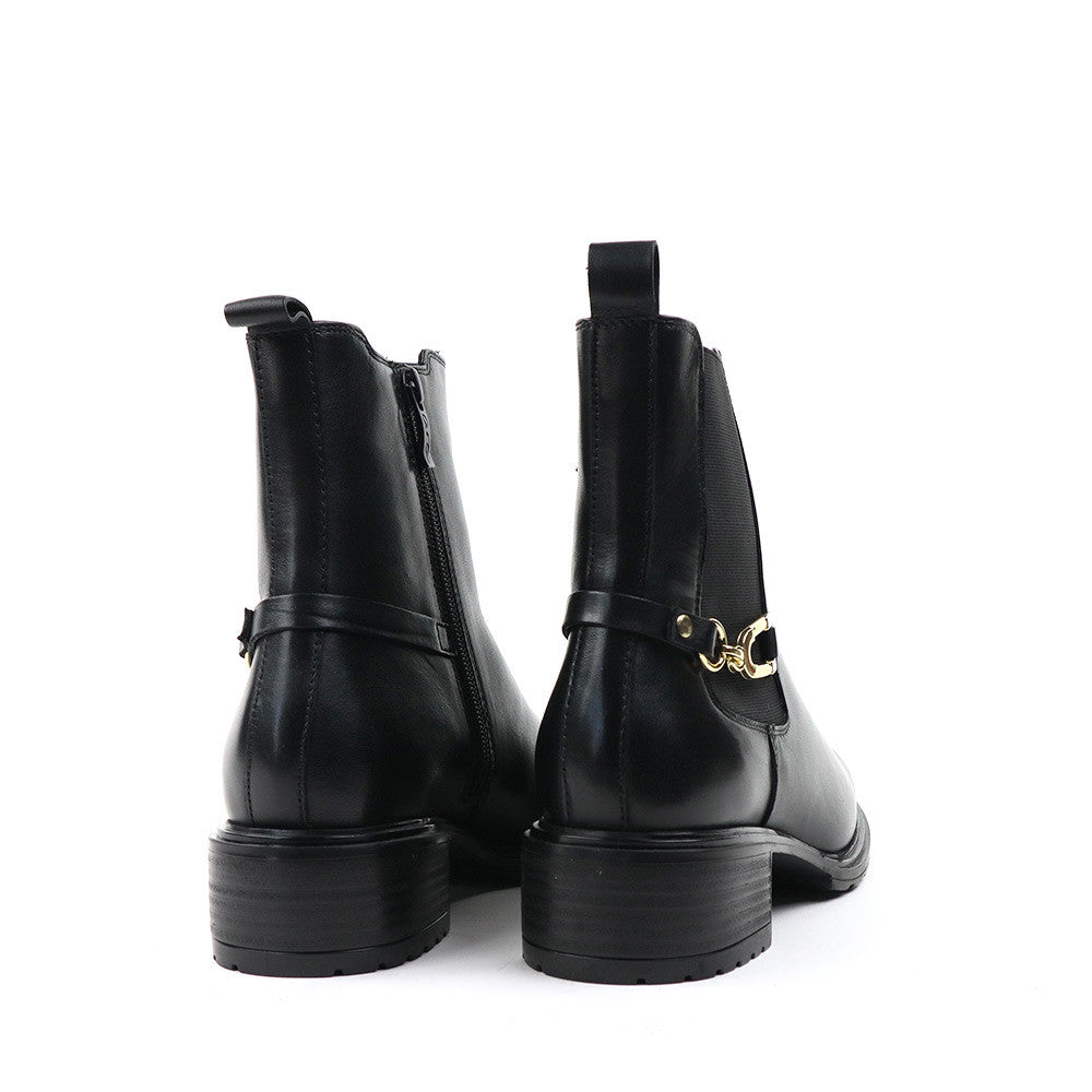 ARA Plumeria Black Nappa heel view - Hanig's Footwear