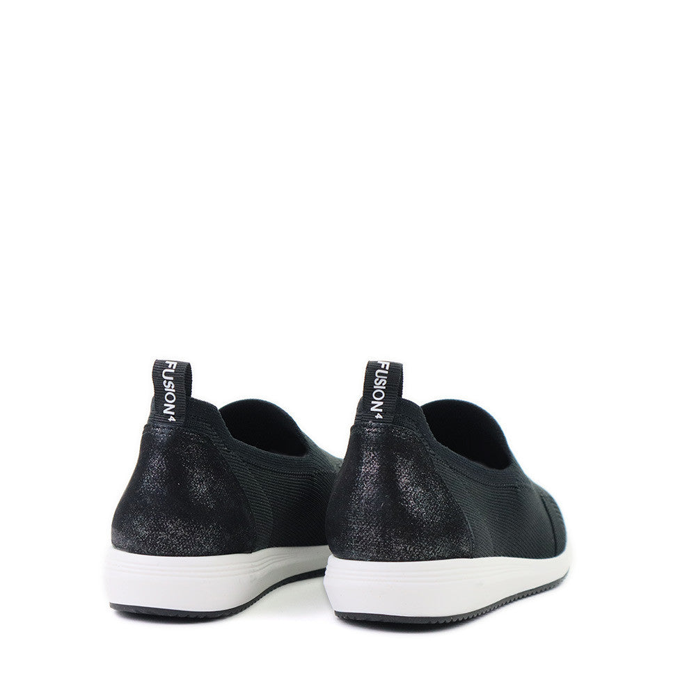 Ara Leena 2 Black Woven heel view - Hanig's Footwear