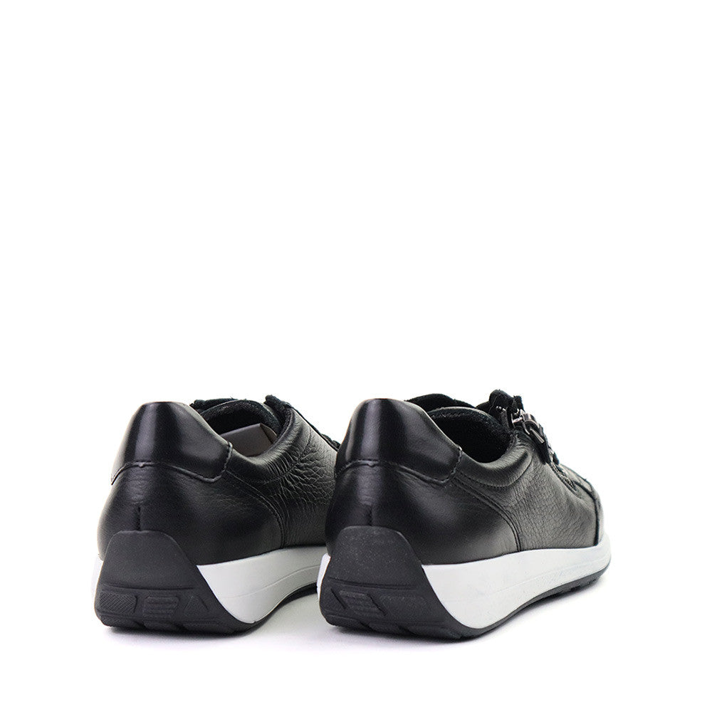 Ara Ollie Black Leather heel view - Hanig's Footwear