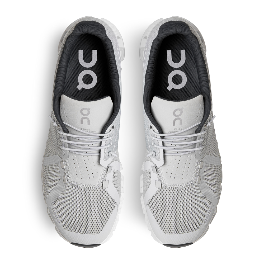 On Cloud 5 Glacier White Mens top view - Hanig's Footwear