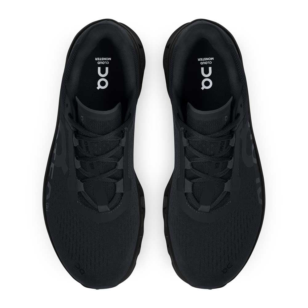 On Running Cloudmonster All Black Mens top view - Hanig's Footwear