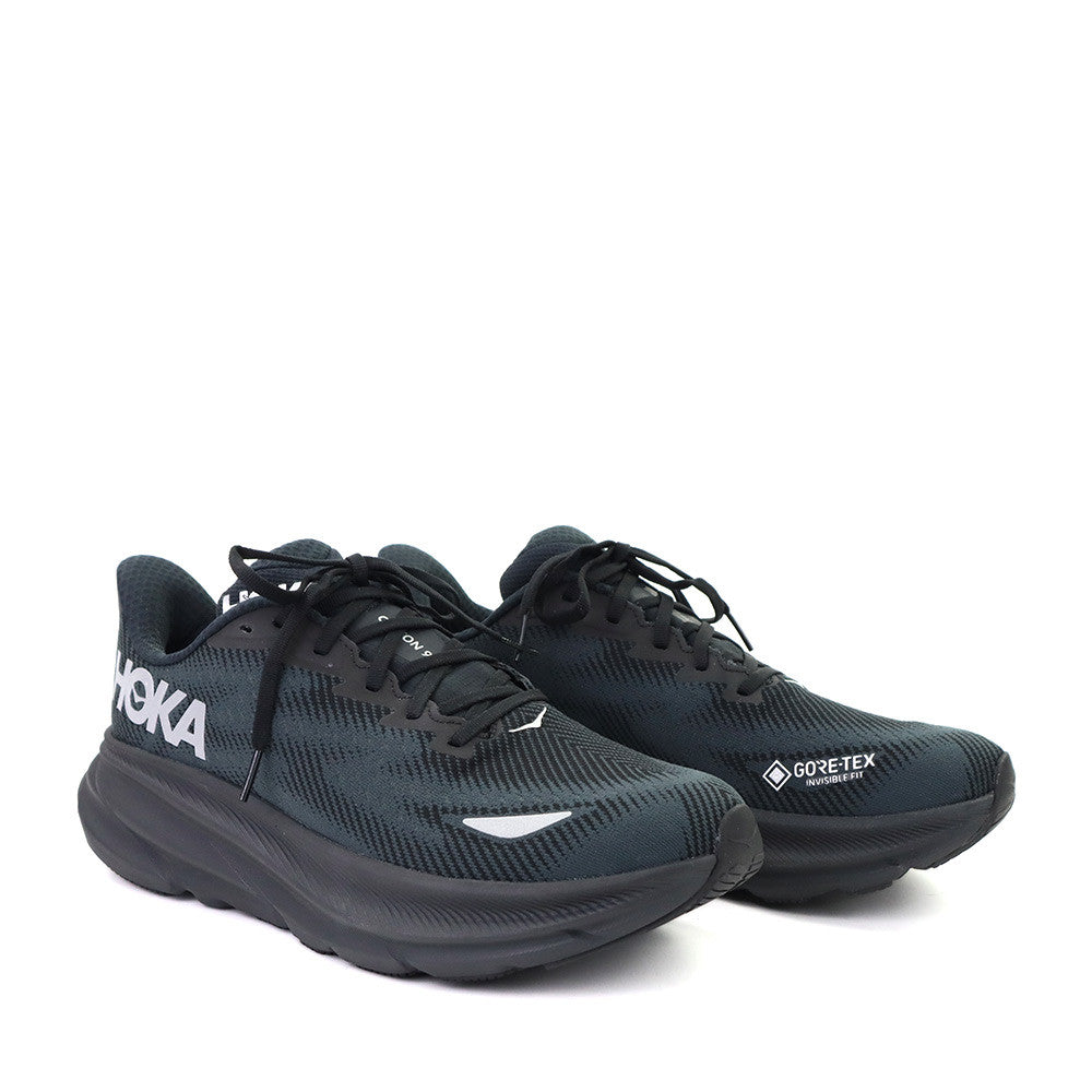 Hoka One One Clifton 9 Gtx Men Black angle view - Hanig's Footwear