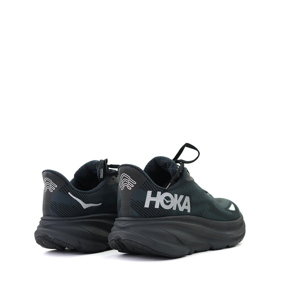 Hoka One One Clifton 9 Gtx Men Black heel view - Hanig's Footwear