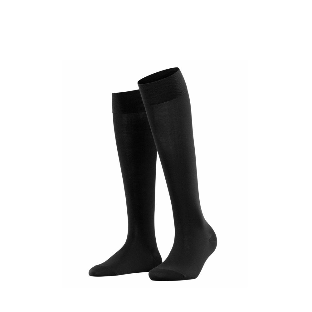 Falke Cotton Touch Women Knee-high Socks in black angle view - Hanig's Footwear