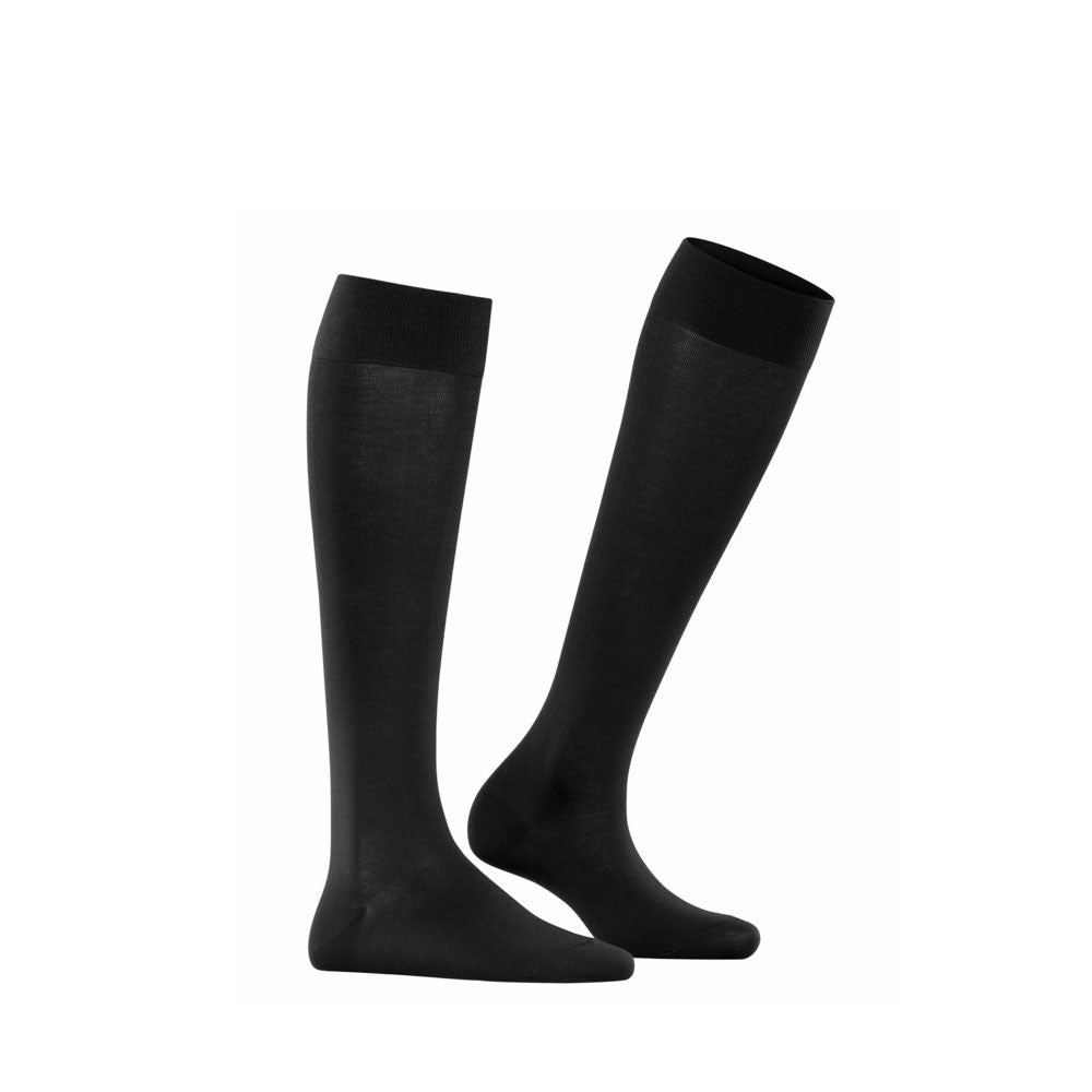 Falke Cotton Touch Women Knee-high Socks in black side view - Hanig's Footwear