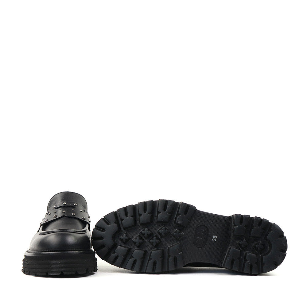Mat 20 7340 Black Leather sole view - Hanigs Footwear