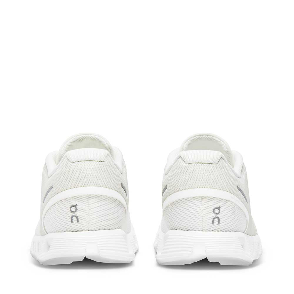 On Running Cloud 5 Undyed White Womens heel view - Hanig's Footwear