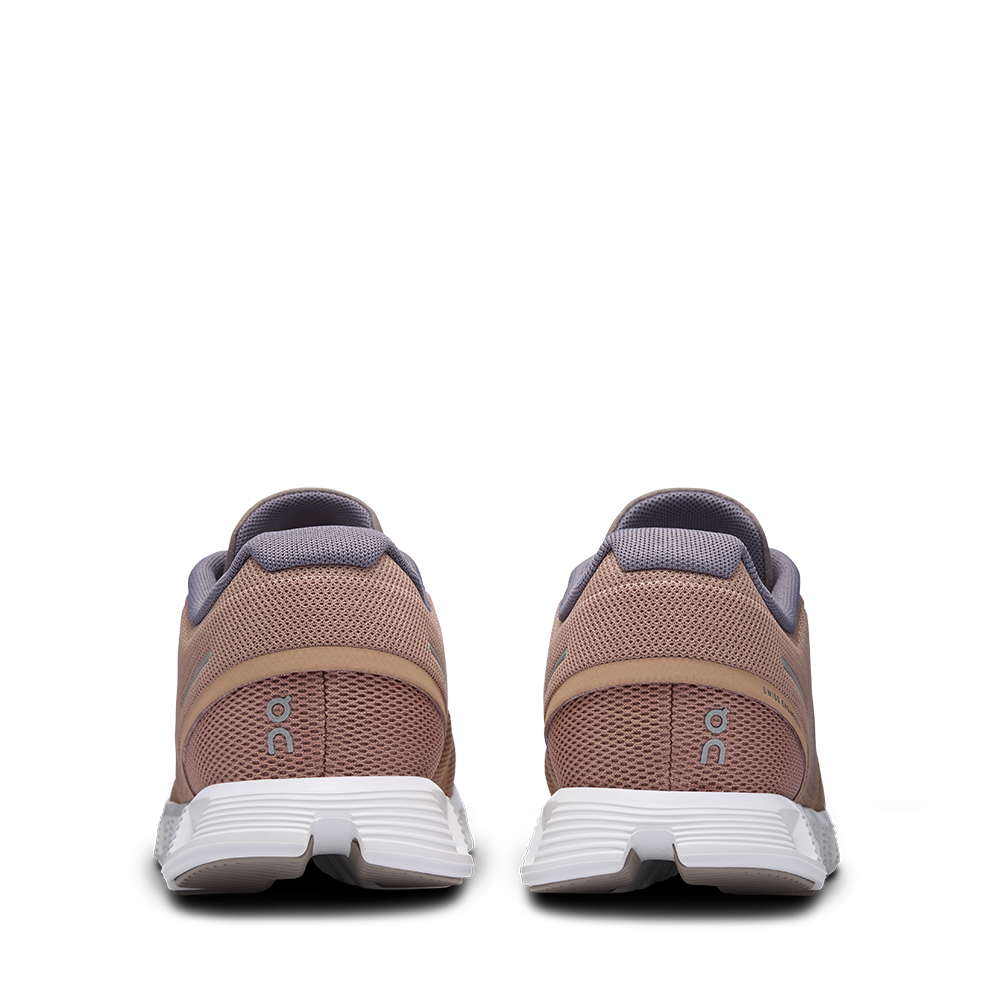 On Running Cloud 5 Rosebrown Fog Womens heel view - Hanig's Footwear