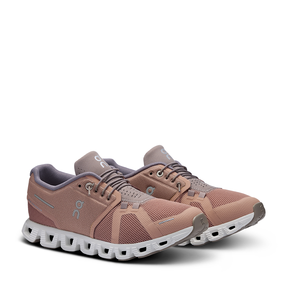 On Running Cloud 5 Rosebrown Fog Womens angle view - Hanig's Footwear