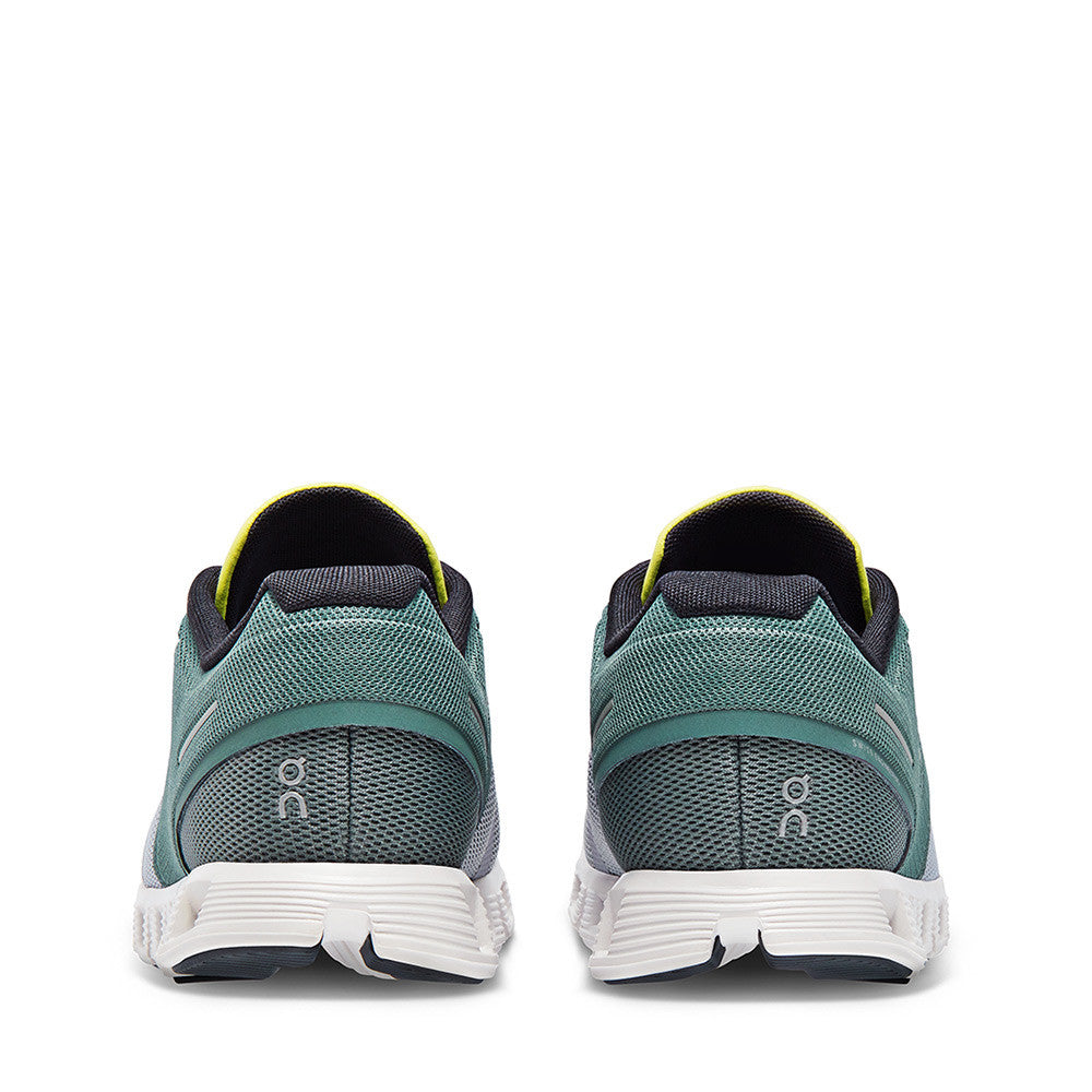 On Cloud 5 Olive Alloy Mens heel view - Hanig's Footwear