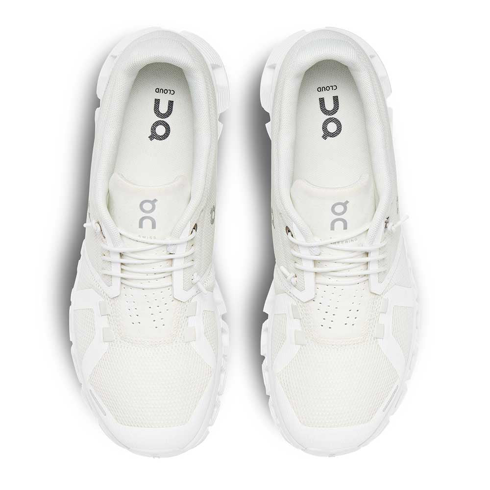 On Running Cloud 5 Undyed White Womens top view - Hanig's Footwear