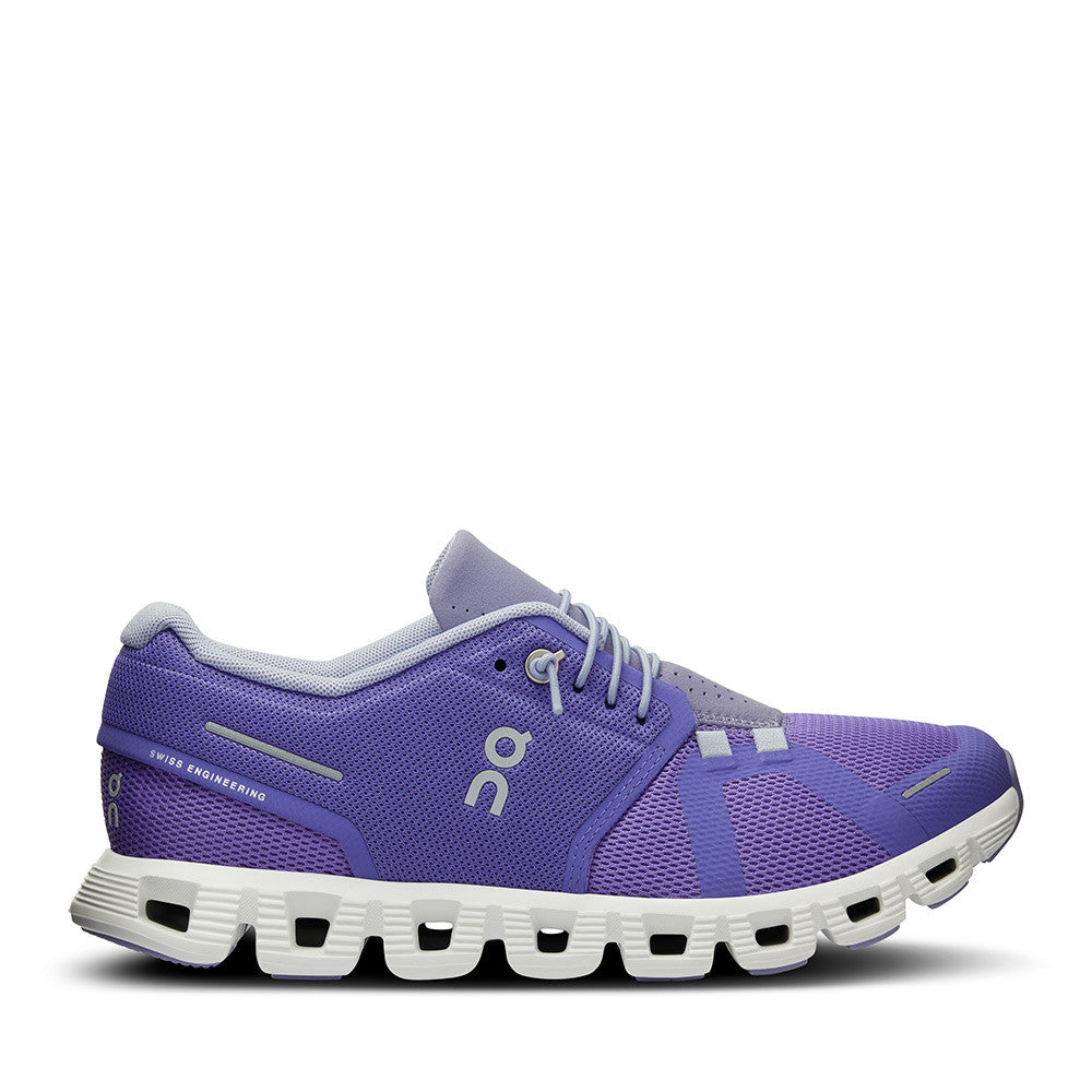 On Running Cloud 5 Blueberry Feather Womens side view - Hanig's Footwear