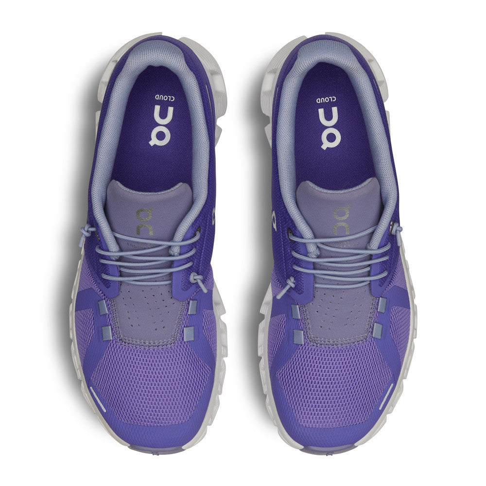 On Running Cloud 5 Blueberry Feather Womens top view - Hanig's Footwear