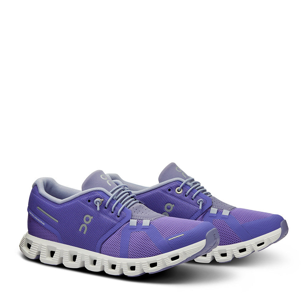 On Running Cloud 5 Blueberry Feather Womens angle view - Hanig's Footwear