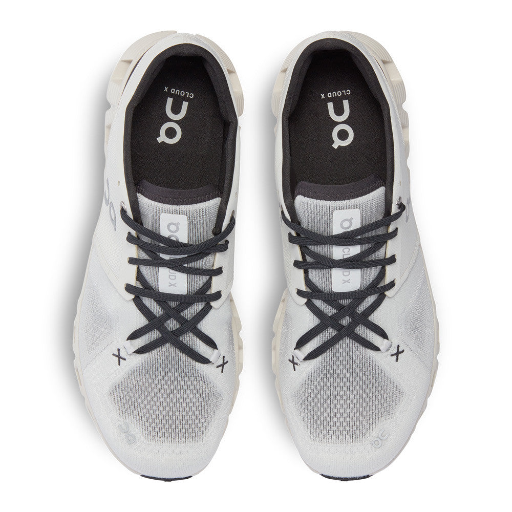 On Cloud X 3 Ivory Black Mens top view - Hanig's Footwear
