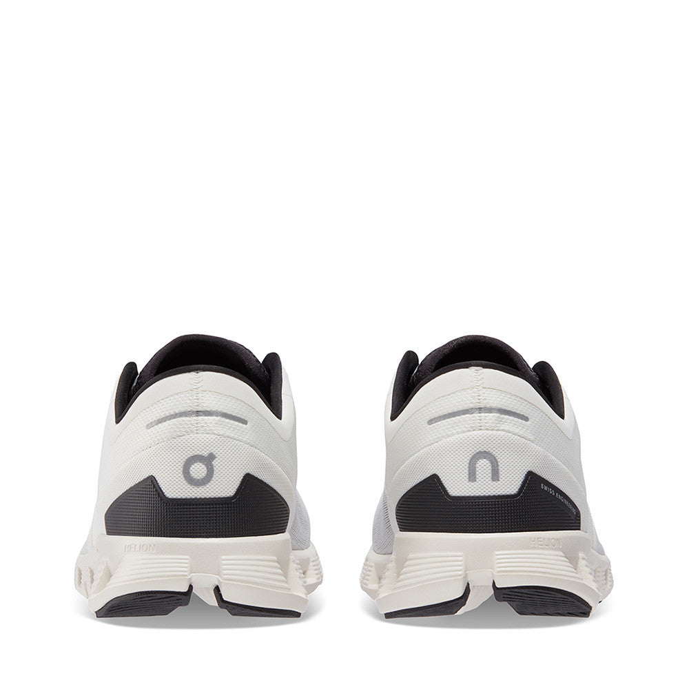 On Cloud X 3 Ivory Black Mens heel view - Hanig's Footwear