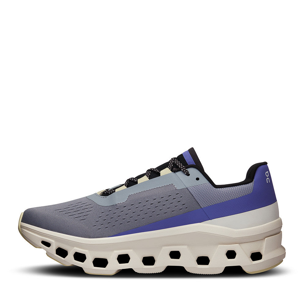 On Running Cloudmonster Mist Blueberry Women inside view - Hanig's Footwear