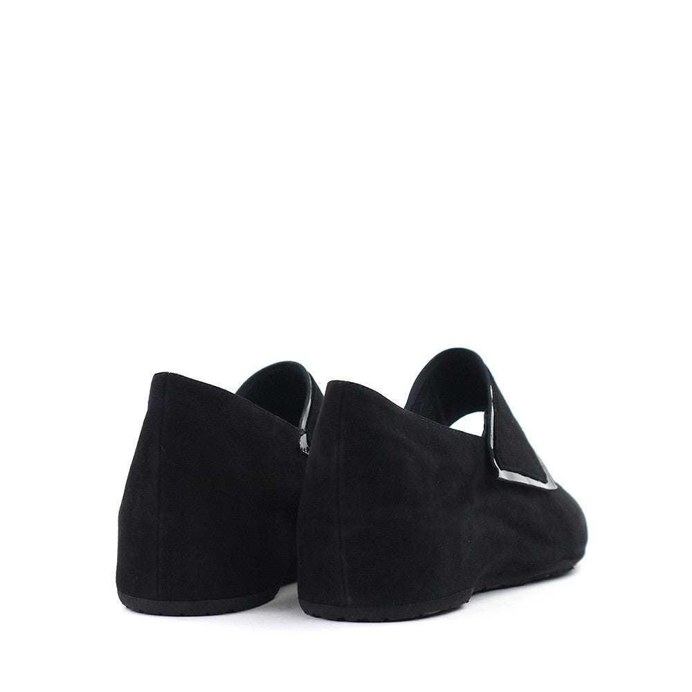 Thierry Rabotin Abra 2378 Black Suede heel view - Hanig's Footwear