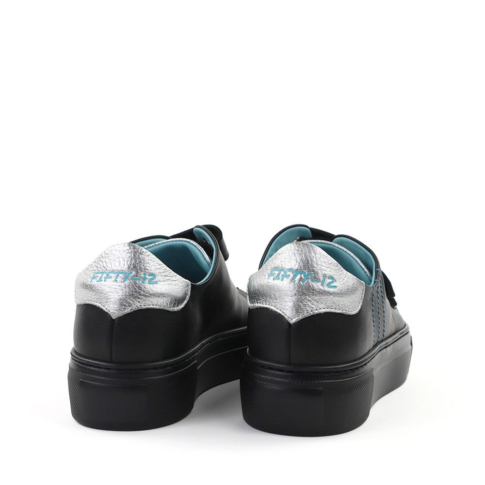 Thierry Rabotin Aron G0054V9 Black/Silver heel view - Hanig's Footwear