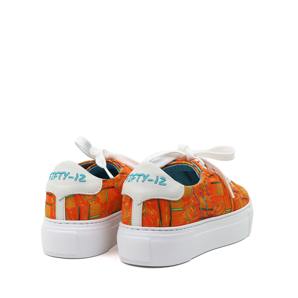 Thierry Rabotin Alessia G0019V1 Orange Lines heel view - Hanig's Footwear