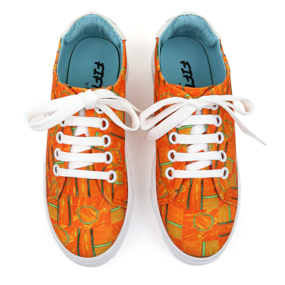 Thierry Rabotin Alessia G0019V1 Orange Lines top view - Hanig's Footwear