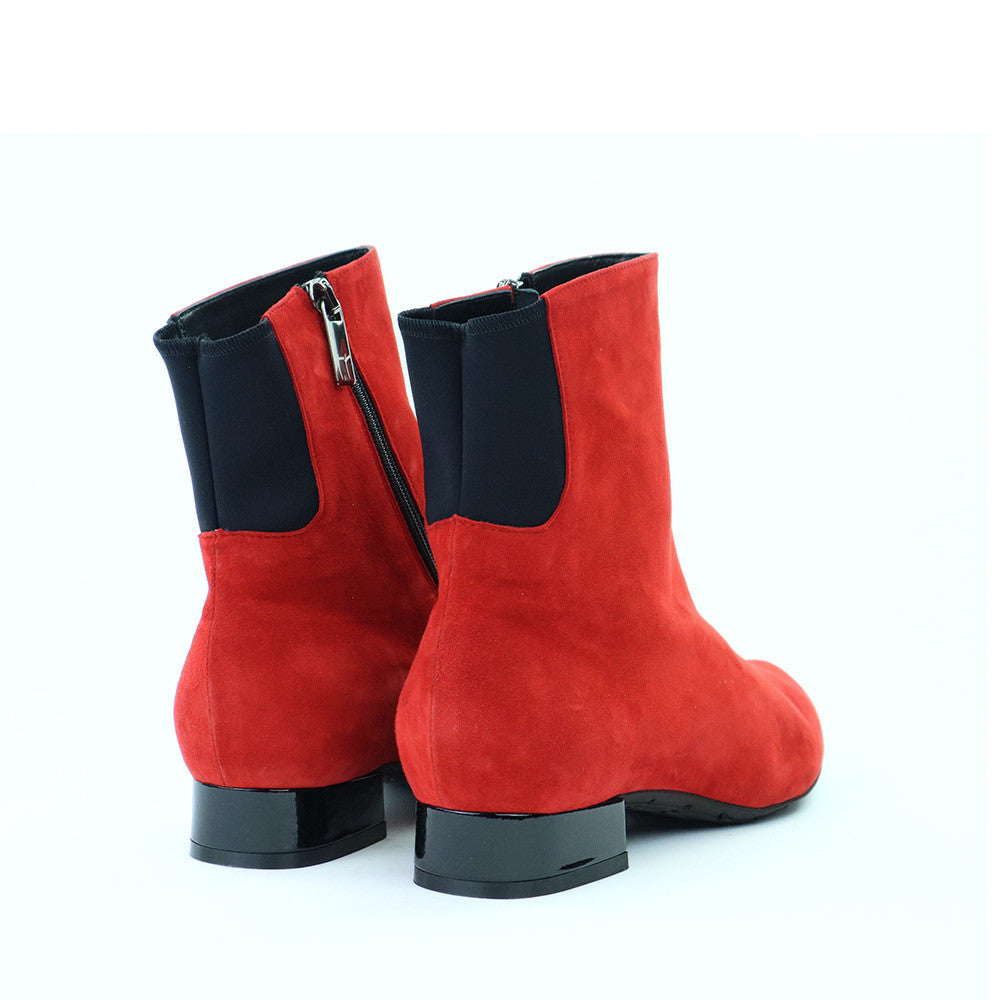 Thierry Rabotin Naxos S316MGR Red Suede heel view - Hanig's Footwear