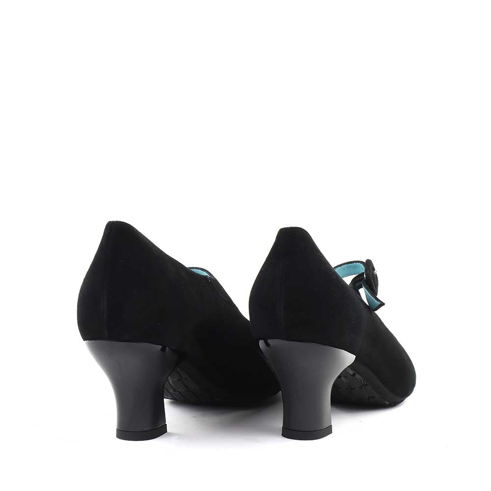Thierry Rabotin Dexter S115 black suede heel view - Hanigs Footwear