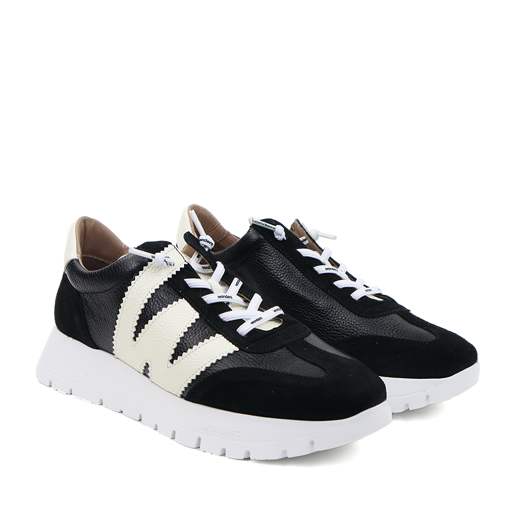 Wonders A-2476 Black Leather angle view — Hanig's Footwear