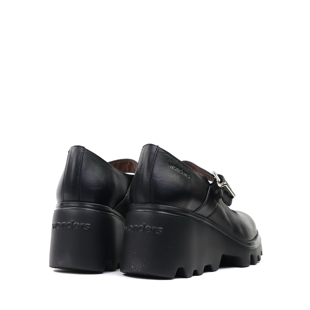 Wonders G-7003 Black heel view - Hanig's Footwear