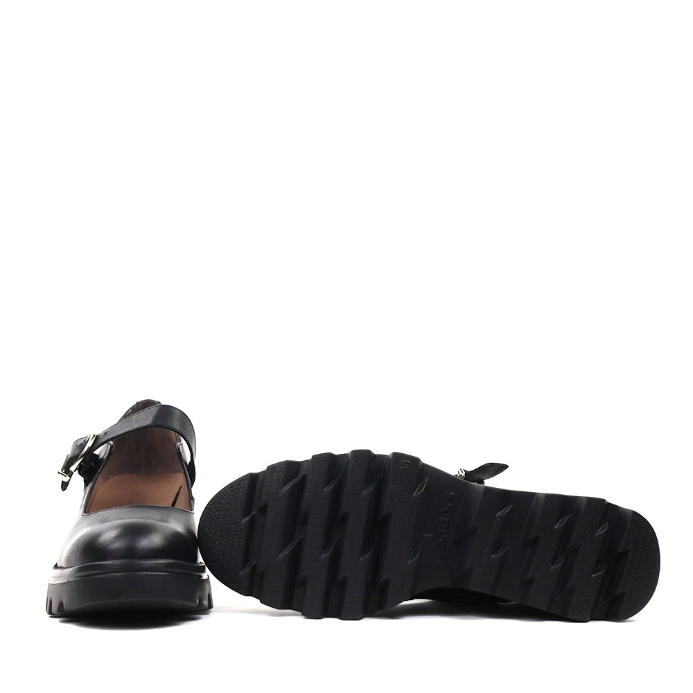 Wonders G-7003 Black sole view - Hanig's Footwear