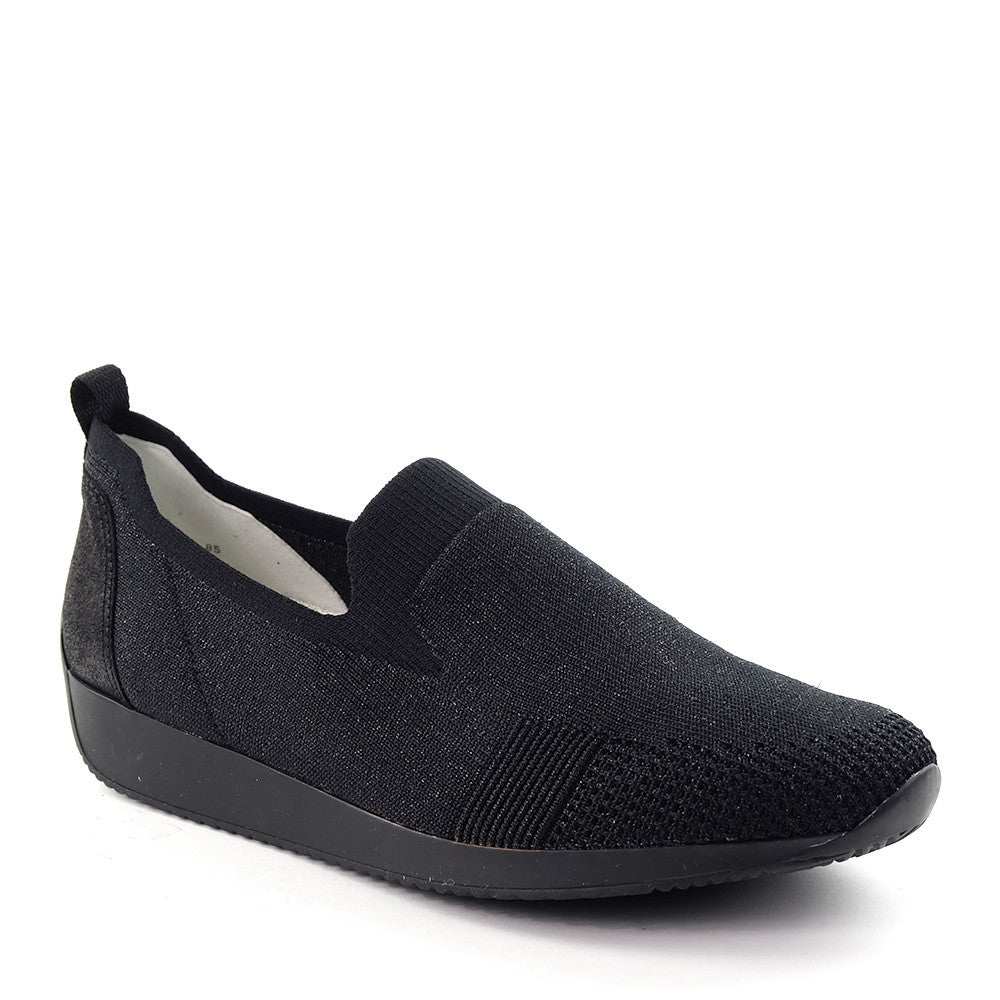 Ara Leena Black Woven angle view - Hanig's Footwear
