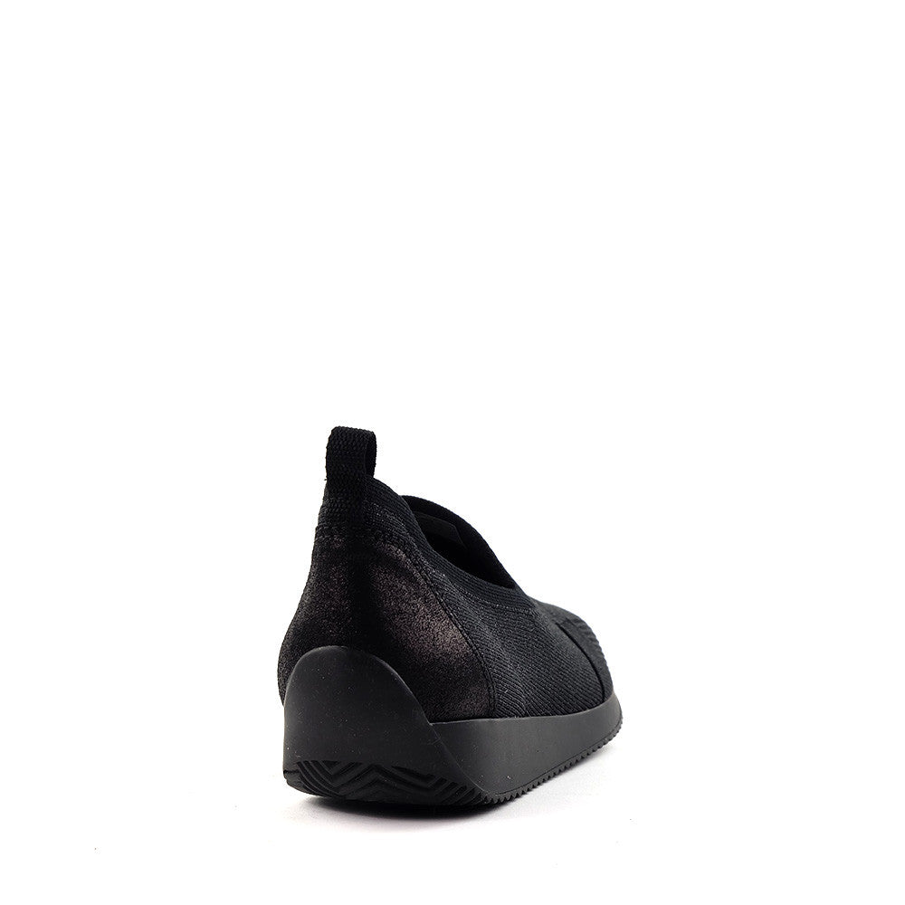 Ara Leena Black Woven heel view - Hanig's Footwear