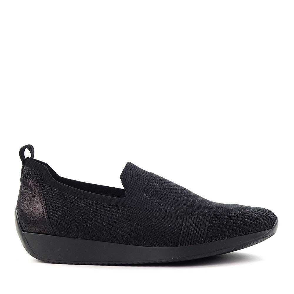 Ara Leena Black Woven side view - Hanig's Footwear