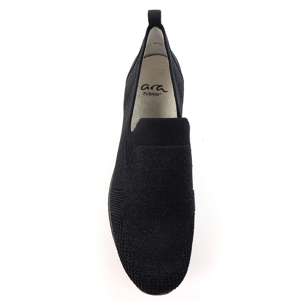 Ara Leena Black Woven top view - Hanig's Footwear