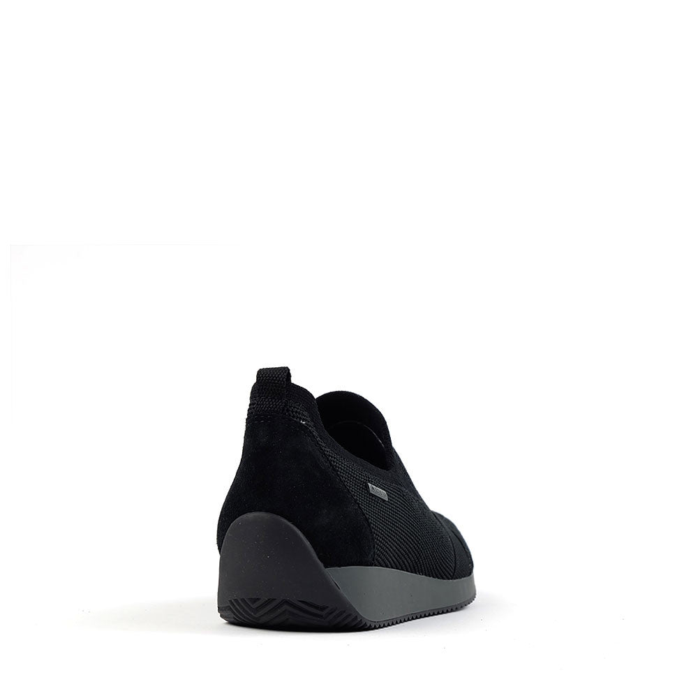Ara Lilith Black velour heel view - Hanig's Footwear