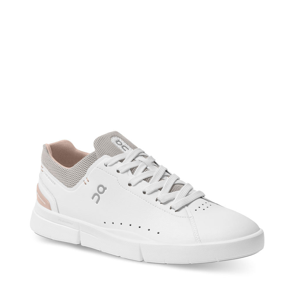 ON Running Roger Advantage Rose White Womens angle view | Hanig's Footwear