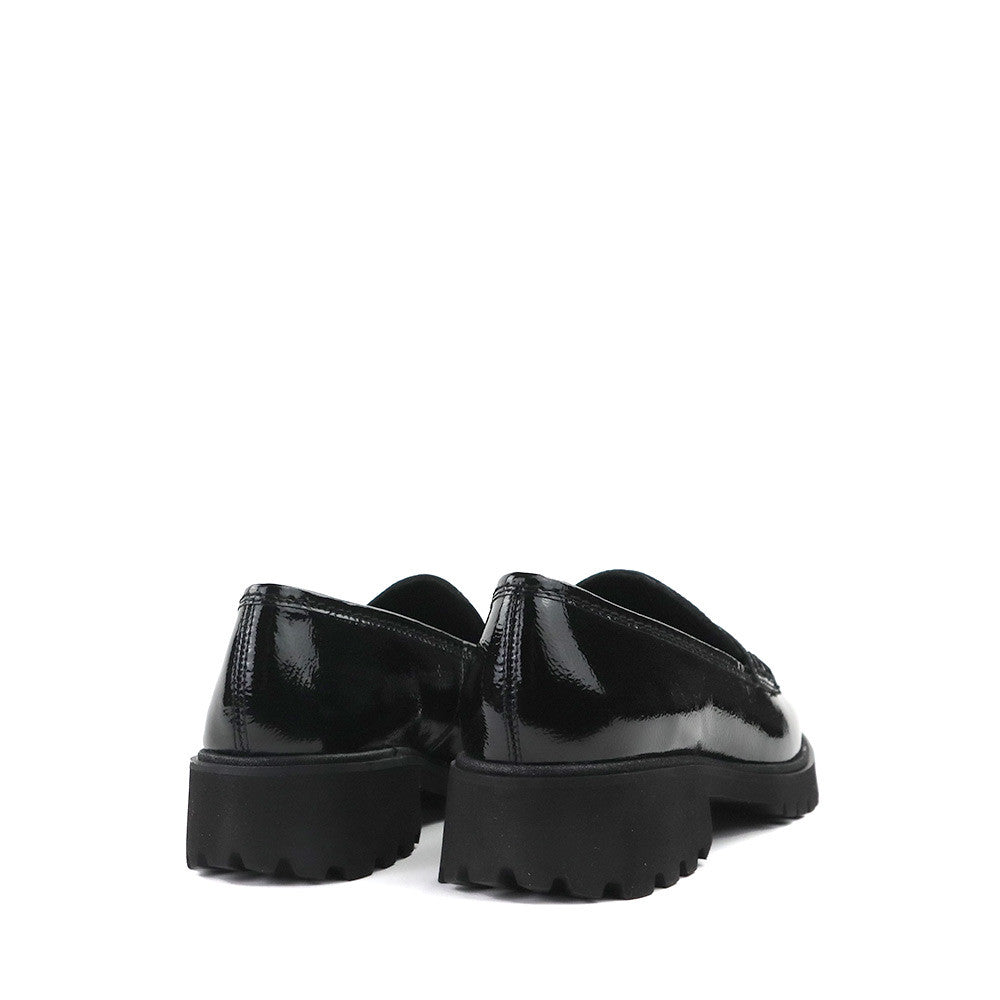 Ara Karina Black Patent heel view - Hanig's Footwear