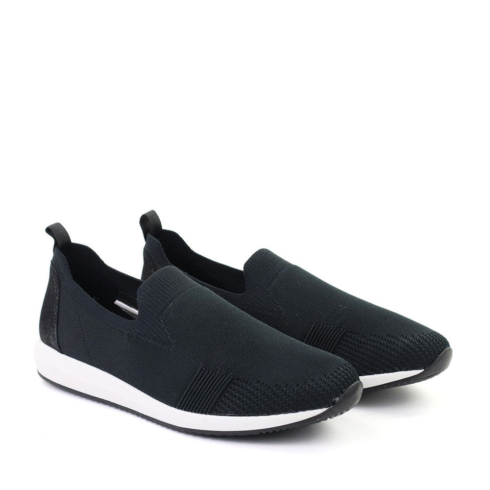 Ara Leena 2 Black Woven angle view - Hanig's Footwear