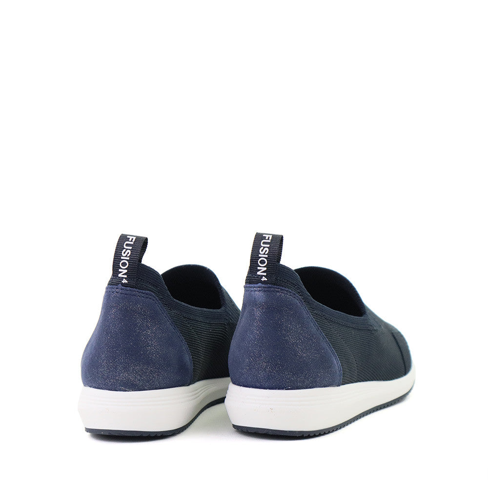 Ara Leena 2 Navy Woven heel view - Hanig's Footwear
