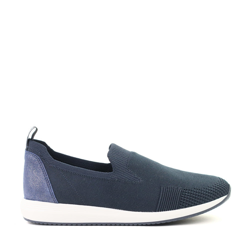 Ara Leena 2 Navy Woven side view - Hanig's Footwear