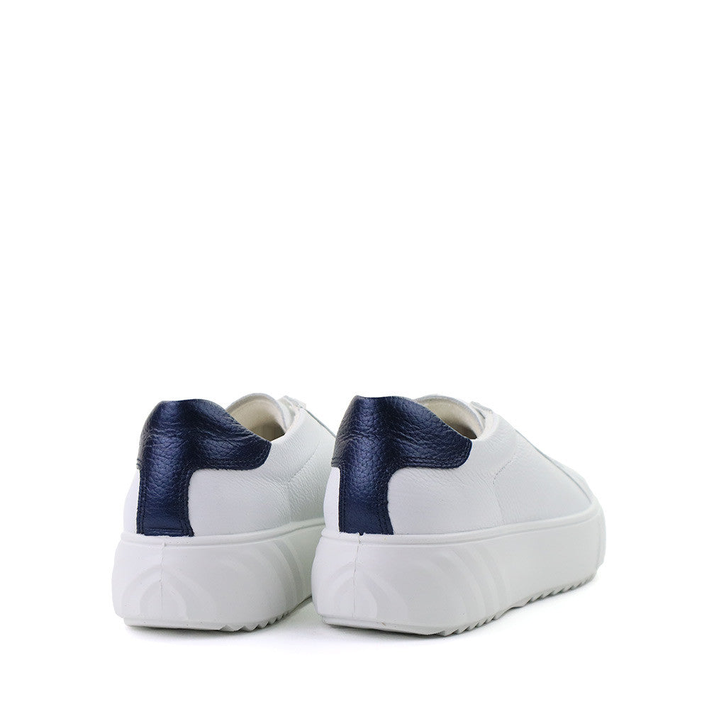 Ara Mikky white leather heel view - Hanig's Footwear
