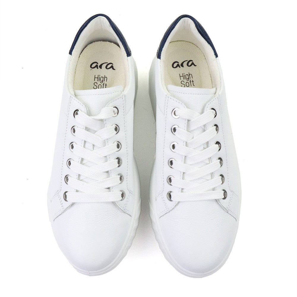 Ara Mikky white leather top view - Hanig's Footwear